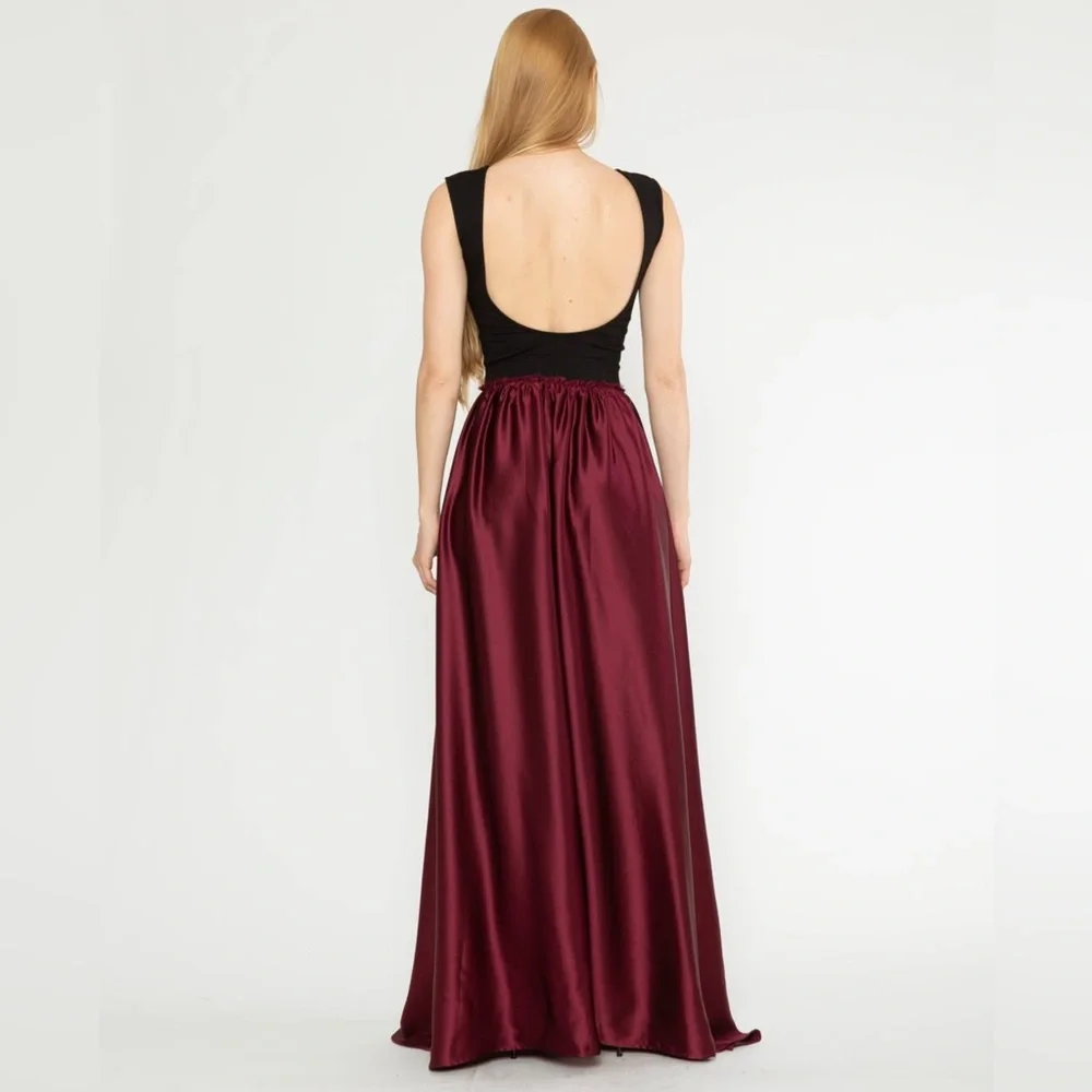 Anthropologie $298 Ripley Rader Magenta Pink Satin Ashley Formal Dress Maxi Gown